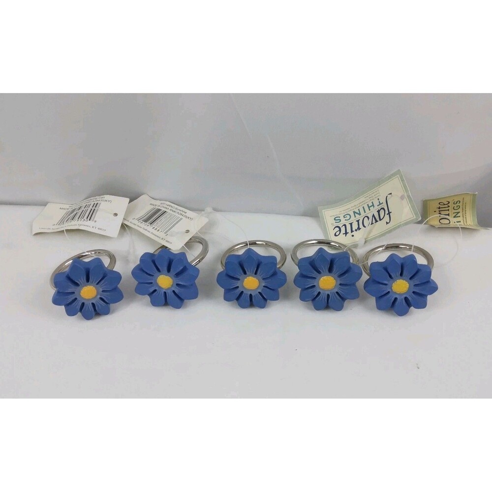 5 Piece Blue Flower Napkin Rings Spring Tea Time Tea Party